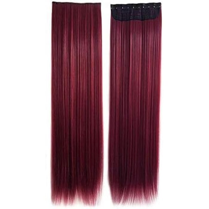 DILLARDS Long Wavy Synthetic Hair Extension With 5 Clips Wine Red - Image 2